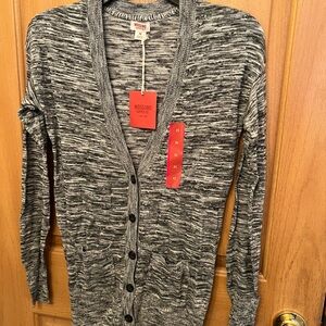 NWT Target Mossimo Long V-Neck Grey Button Up Cardigan Sweater 2 Pockets XSmall